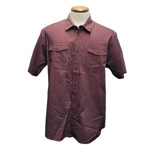 Retrofit Brand MFG Short Sleeve Button Down Shirt Maroon Red Mens Size XL